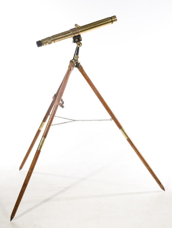 Appraisal: AMERICAN BRASS TELESCOPE ON STAND EARLY th CENTURY QUEEN GRAY