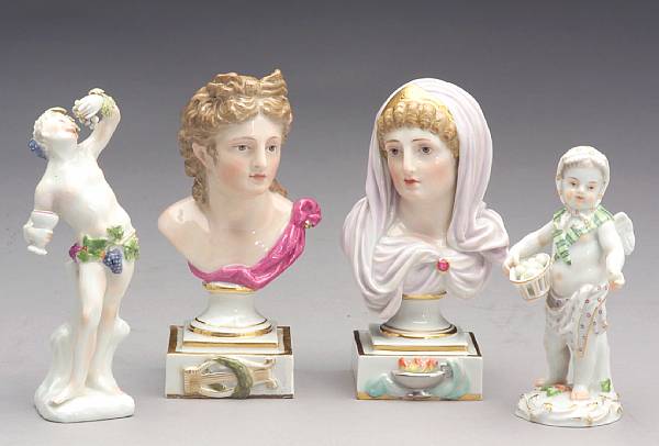 Appraisal: Four Meissen porcelain figures th th th century Each with