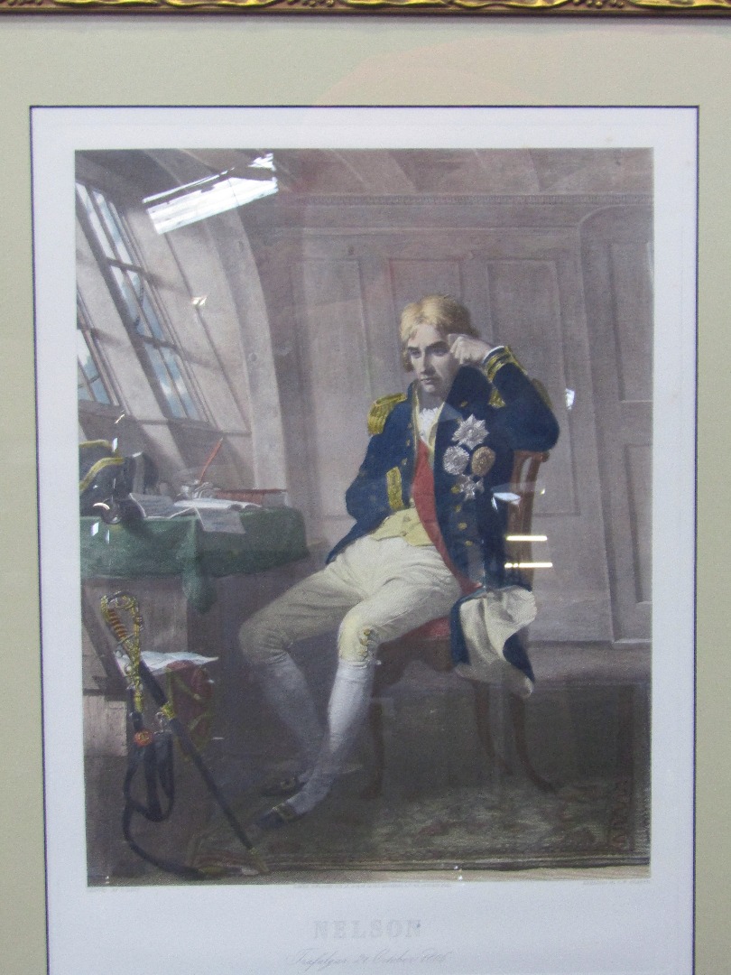 Appraisal: After C Long Nelson Trafalgar October coloured engraving by C