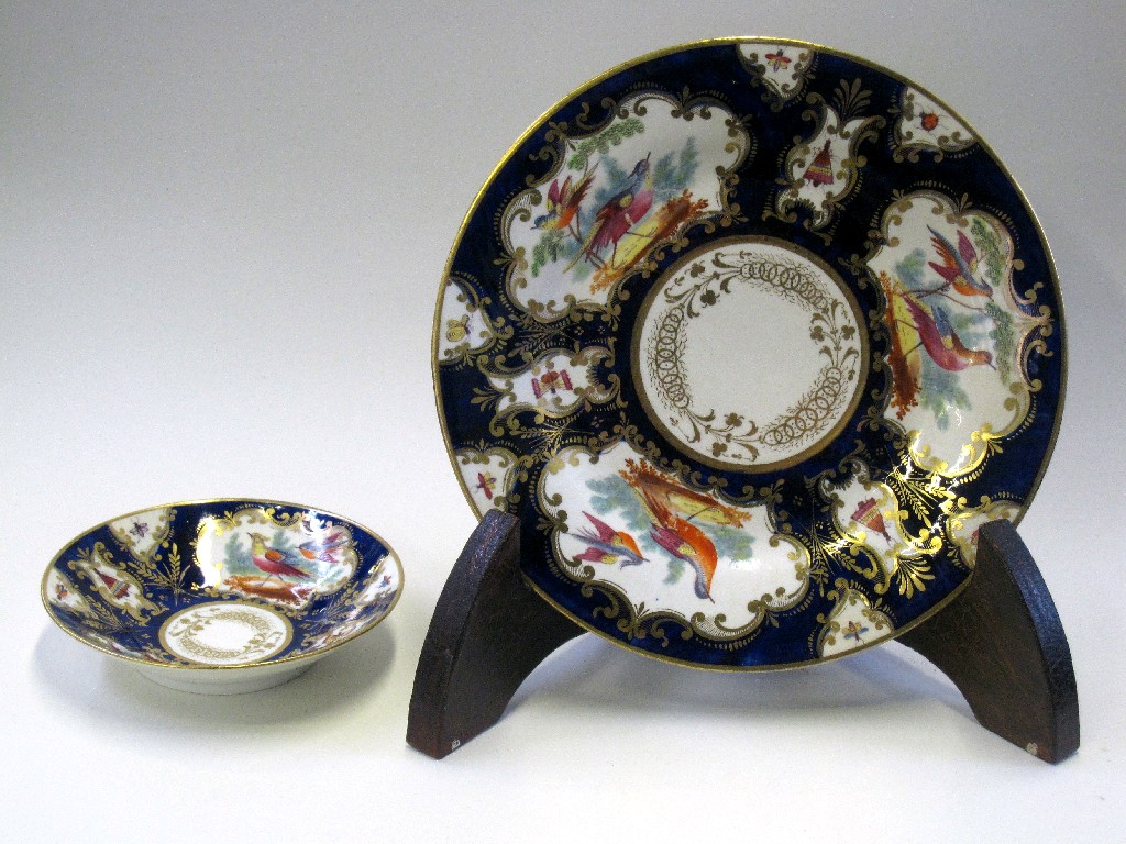 Appraisal: English porcelain saucer and plate decorated with cartouches of handpainted