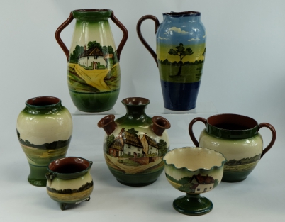 Appraisal: Torquay handpainted watcombe friance motoware vases and jugs