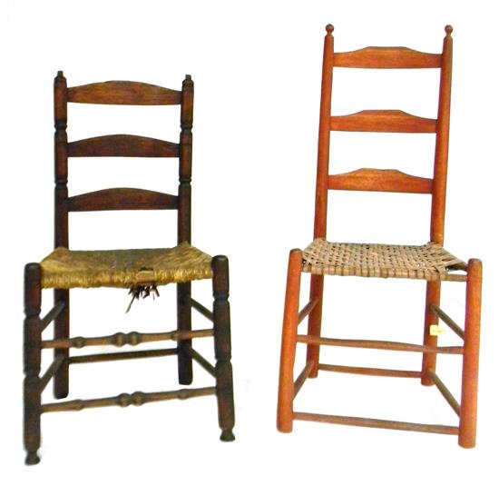 Appraisal: Two early ladderback chairs one late th early th C