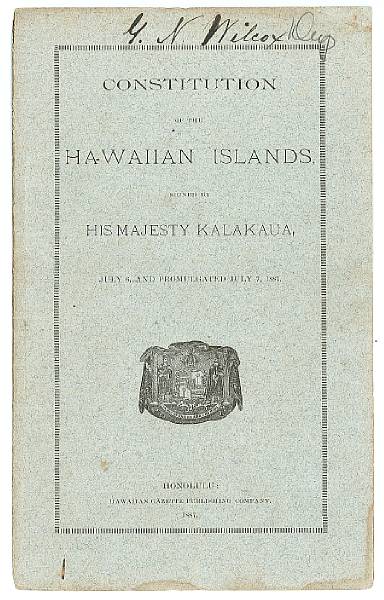 Appraisal: CONSTITUTION OF HAWAII Constitution of the Hawaiian Islands signed by