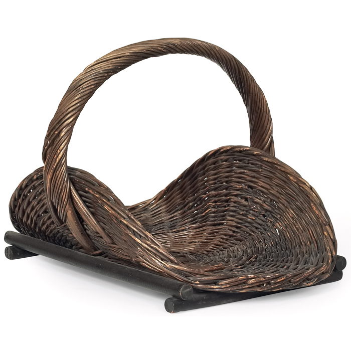 Appraisal: Gustav Stickley wood basket in woven willow original natural finish