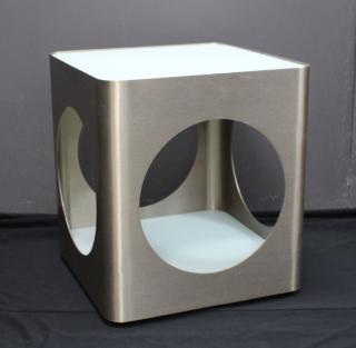 Appraisal: Modern Metal Glass Side Table Modern Metal Glass Side Table