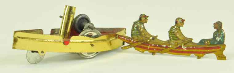 Appraisal: HESS LAUNCH PENNY TOY Germany spirit painted gold hull center