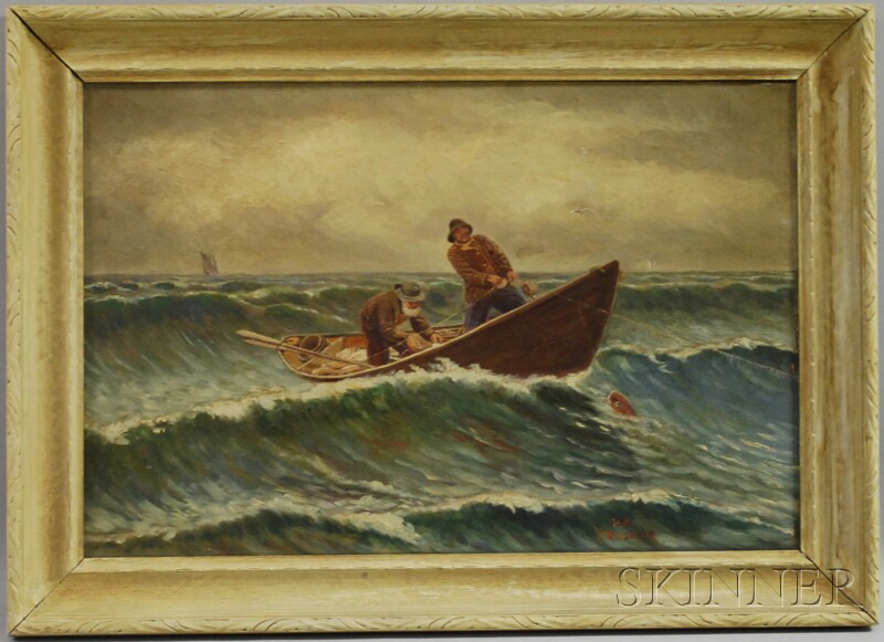 Appraisal: th Century American School Oil on Canvas Fishermen in a