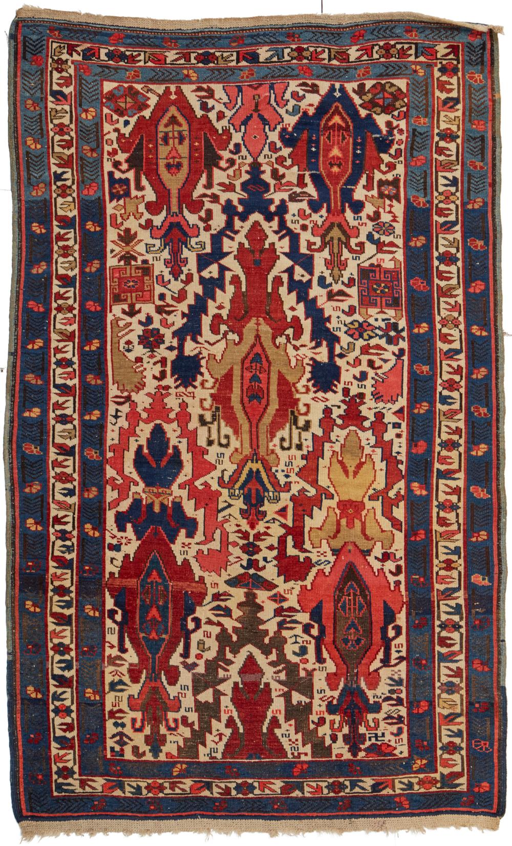 Appraisal: A Kuba area rug First-quarter th Century Wool on wool