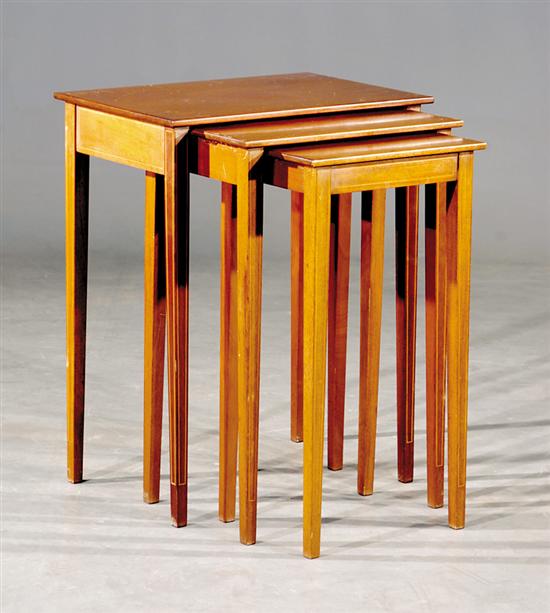 Appraisal: Nest of mahogany tables by Biggs three inlaid tables overall