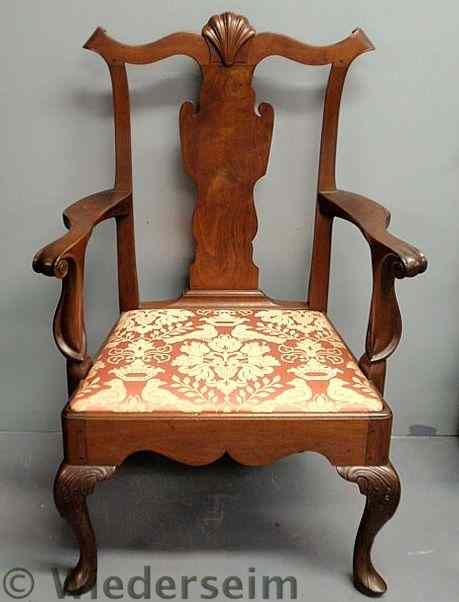 Appraisal: Philadelphia William Savery type open armchair with a shell carved