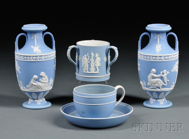 Appraisal: Four Wedgwood Light Blue Jasper Dip Items England late th