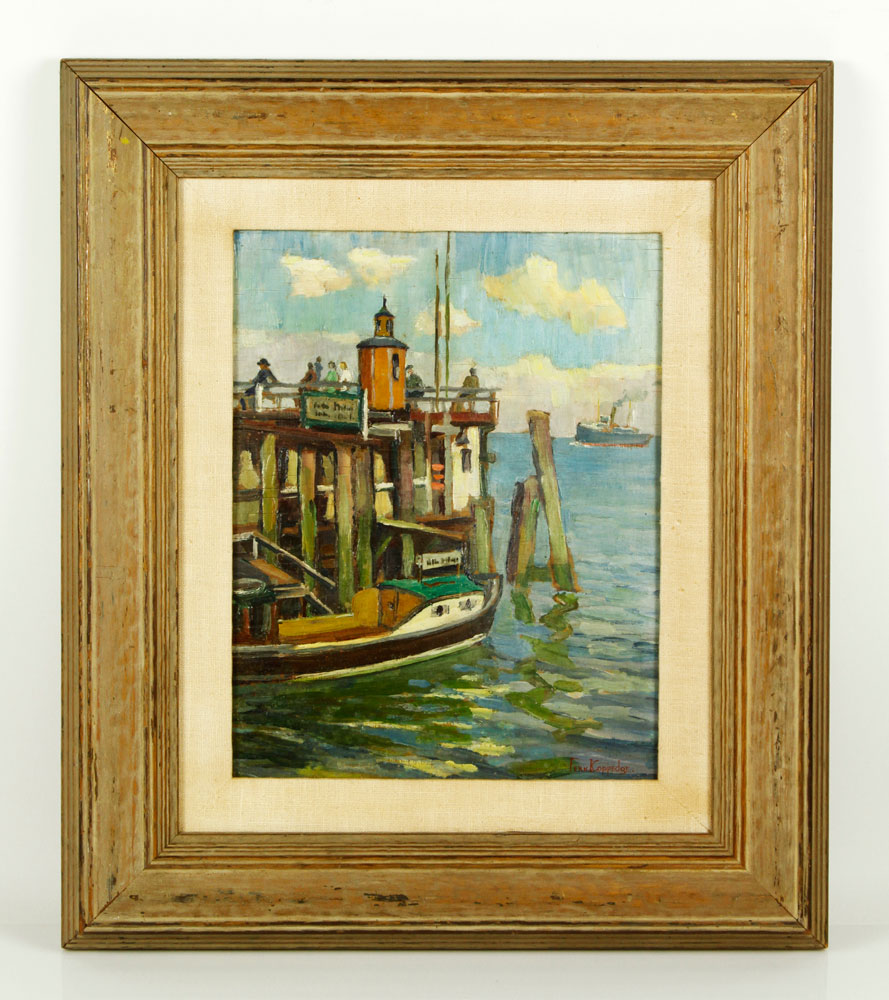 Appraisal: - Coppedge Harbor Scene O P Fern Isabel Coppedge American