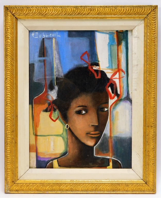 Appraisal: HENRY DUBREUIL MODERN HATIAN PORTRAIT PAINTING Haiti - Depicts a