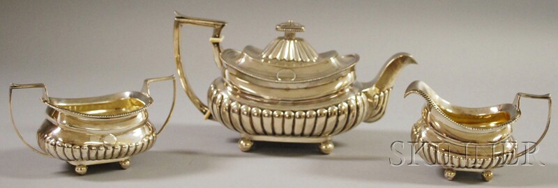 Appraisal: Assembled Three-piece Sterling Silver Tea Service the teapot and creamer