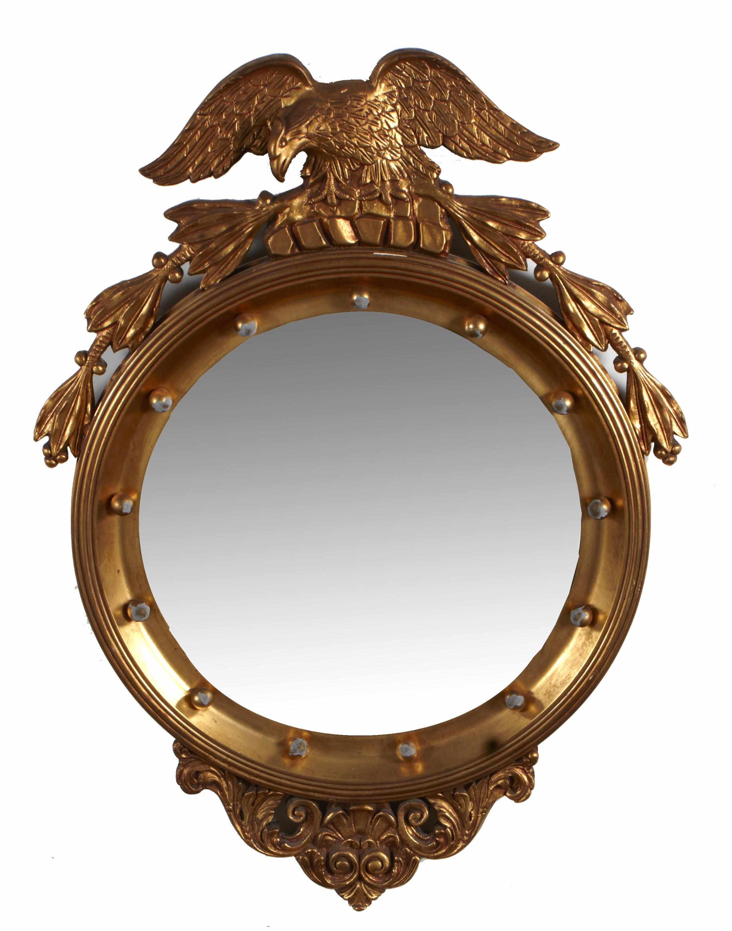 Appraisal: A Regency style giltwood convex mirror height in width in