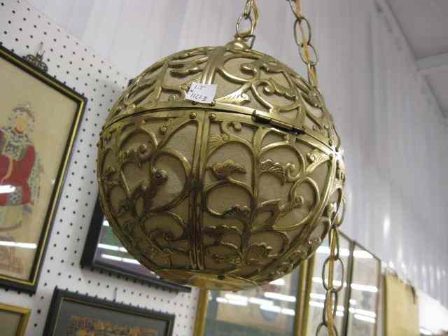 Appraisal: Chinese Brass hanging Light ball shape fancy openwork