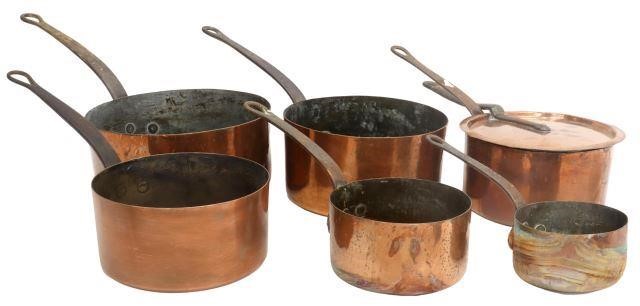 Appraisal: lot of French copper graduated saucepans one with lid largest