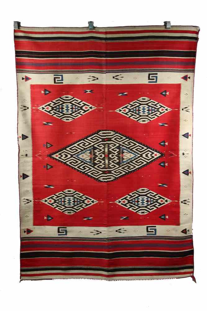 Appraisal: NAVAJO SERAPE - s Serape in red brown and blue