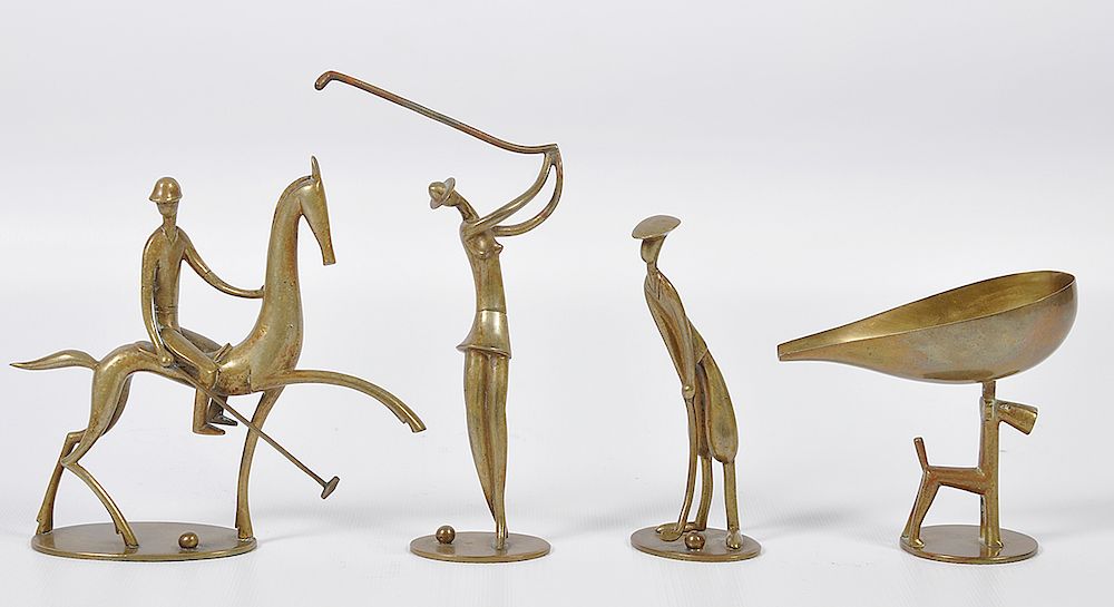 Appraisal: Hagenauer Art Deco Sporting Figures Hagenauer bronze sculptures include Polo