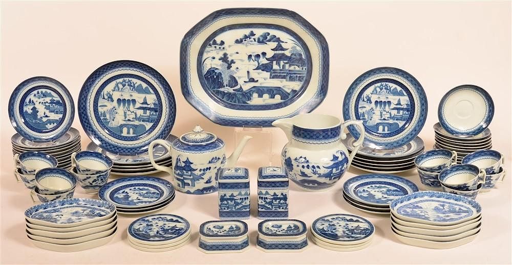 Appraisal: Reproduction Canton Partial Dinner Service Reproduction Canton Blue and White