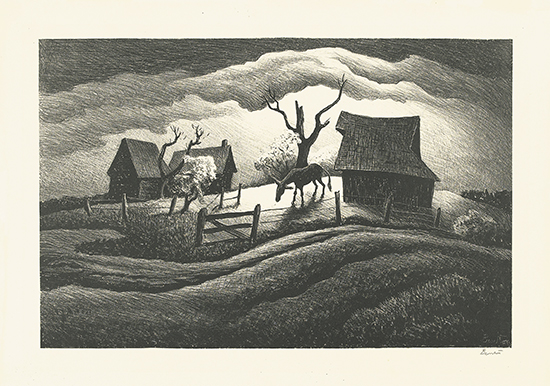 Appraisal: THOMAS HART BENTON Rainy Day Lithograph x mm x inches