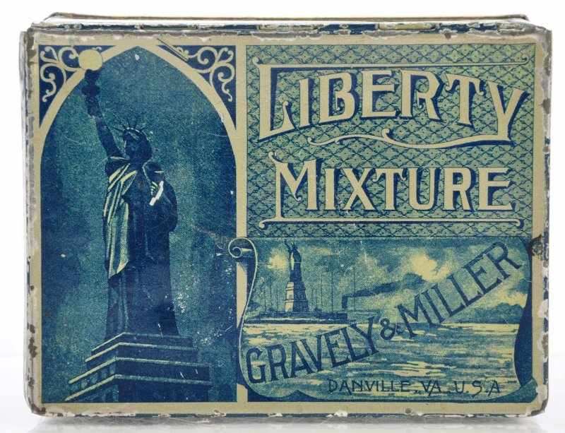 Appraisal: Liberty Mixture Square Corner Tin Description Pre- Haskers and Marcuse