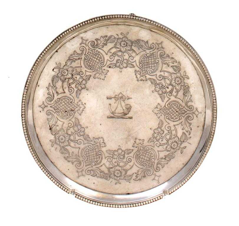 Appraisal: A GEORGE III WAITER engraved at later date with a