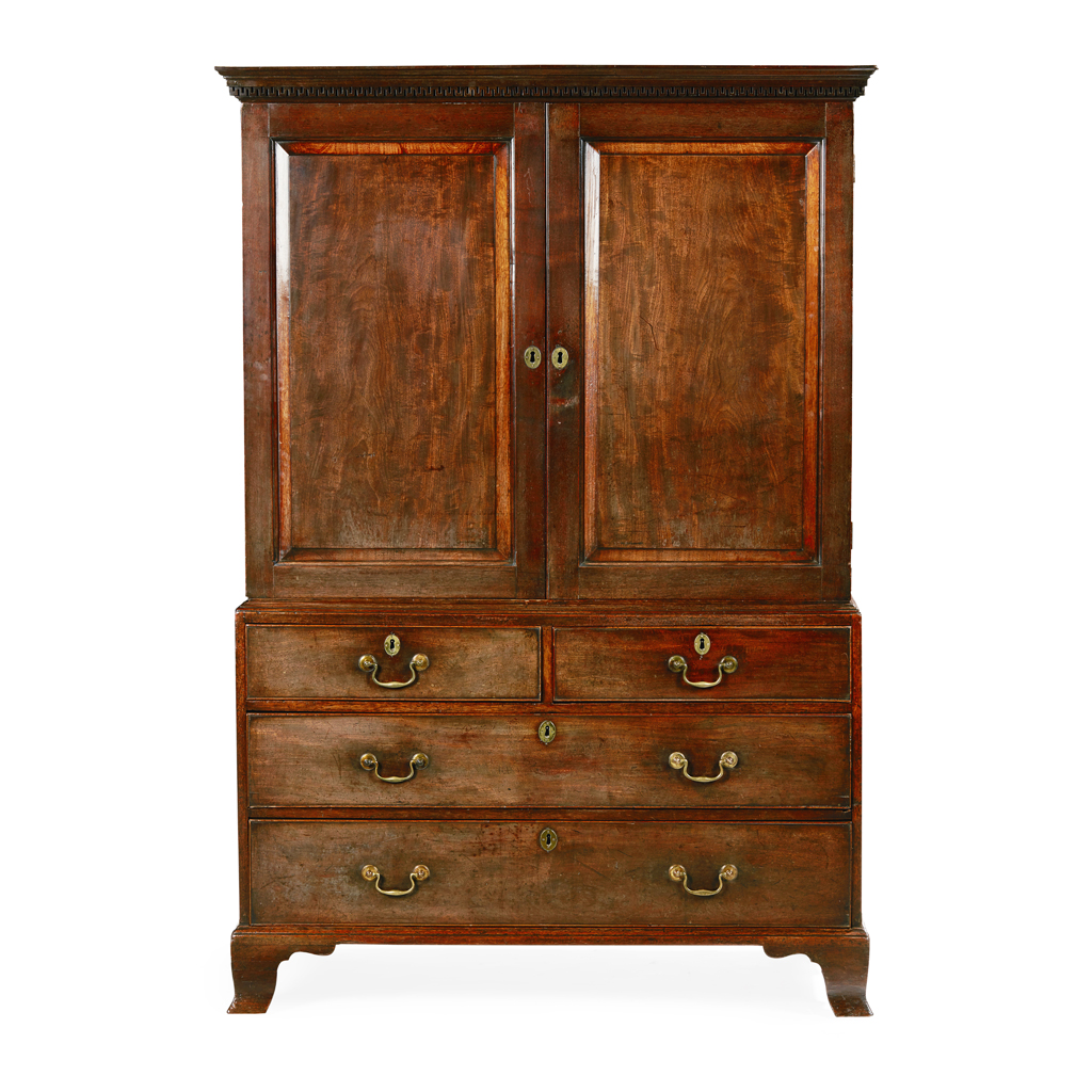 Appraisal: GEORGE III MAHOGANY PRESS CUPBOARD TH CENTURY of small size