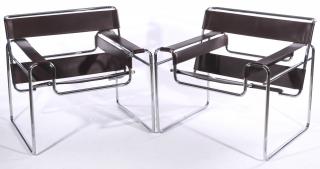 Appraisal: PAIR KNOLL MARCEL BREUER WASSILY CHAIRS Marcel Breuer Pair chrome-plated