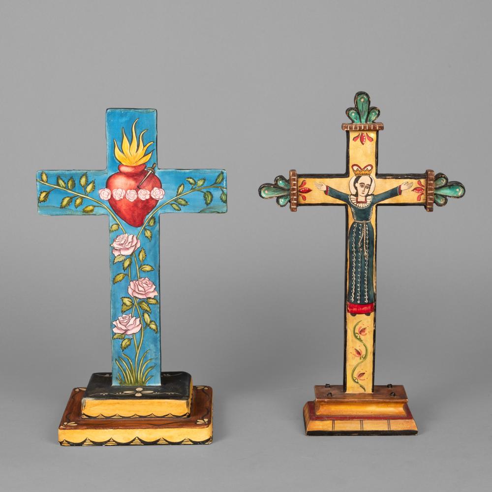 Appraisal: PAIR OF CROSSES SANTA LIBRADA SAGRADO CORAZ N Pair of