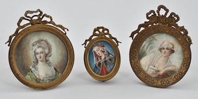 Appraisal: A Group of Three Miniature Portraits Painted on ivory or