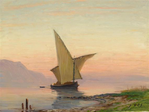 Appraisal: GOS ALBERT - Boat on the Lake of Geneva Oil