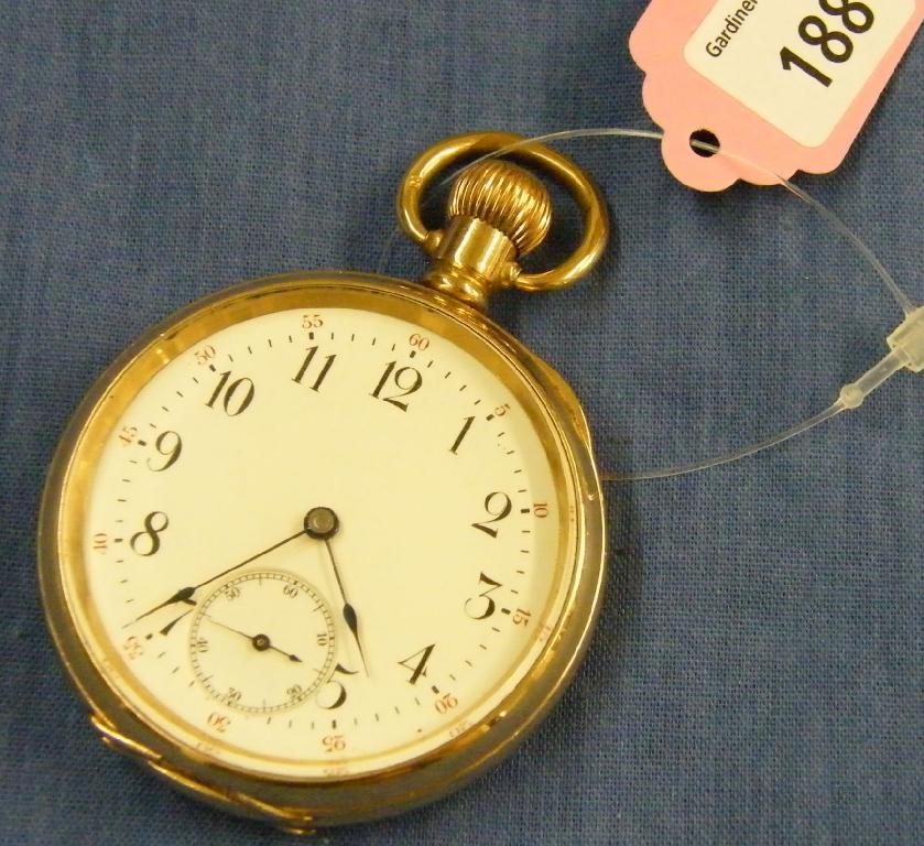 Appraisal: Swiss gold plated lever pocket watch jewels no mm