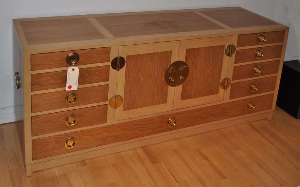 Appraisal: Edward Wormley Dunbar Credenza contrasting natural and bleached mahogany with