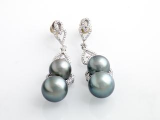 Appraisal: Pair of K White Gold Pierced Earrings each with a