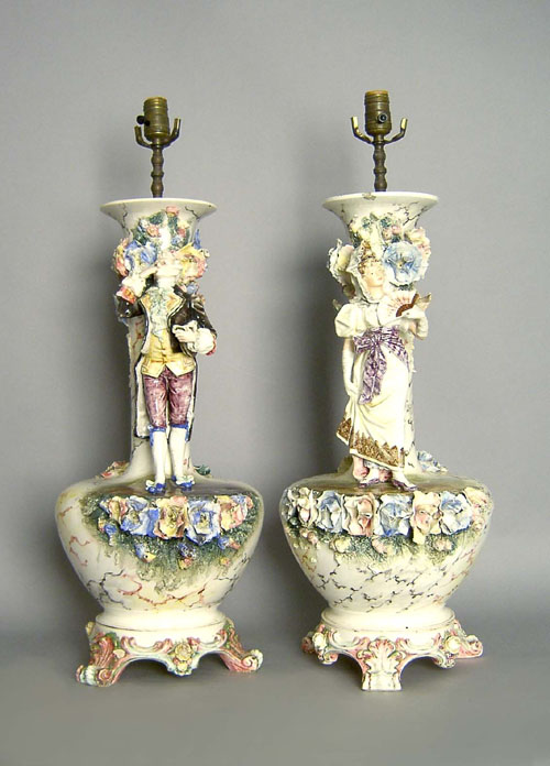 Appraisal: Pair of contemporary Italian pottery table lamps h