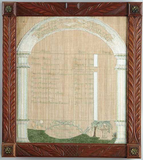 Appraisal: NEEDLEPOINT BAKER FAMILY REGISTER BY CHARLOTTE BAKER FRANKLIN MASS Sampler