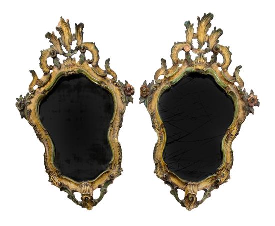 Appraisal: Sale Lot A Pair of Venetian Rococo Painted Mirrors th