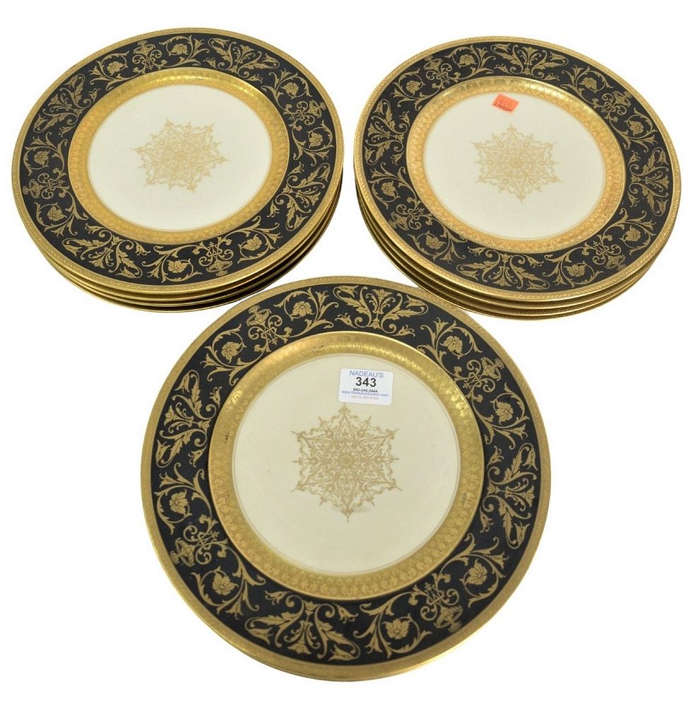 Appraisal: Set of Twelve Selb Service Plates with black and gilt