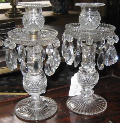 Appraisal: Pair of Anglo-Irish cut glass candlesticks th century