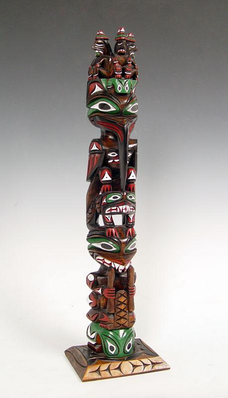 Appraisal: WILLIAMS Ricky L American th C Carved Northwest Totem Wood