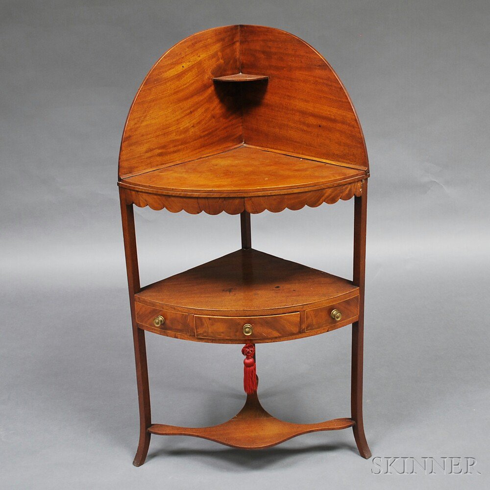 Appraisal: George III Inlaid Mahogany Corner Washstand England early th century