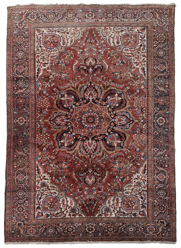 Appraisal: Heriz Carpet Persian mid th century bold central medallion on