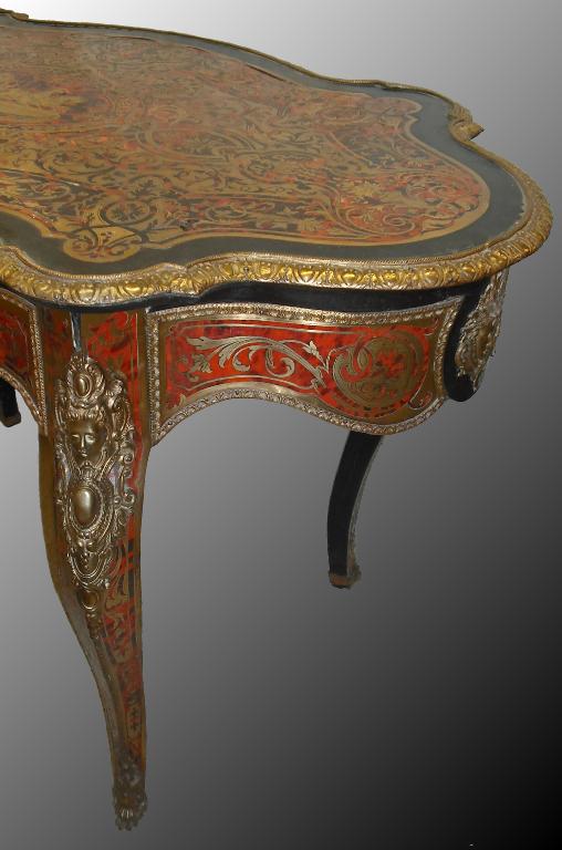 Appraisal: Attractive th century boulle work centre table the foliate scrolling