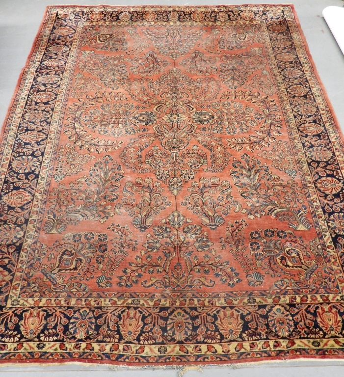 Appraisal: C SAROUK BOTANICAL RUG Middle East Circa Red navy blue