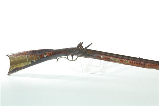 Appraisal: FULL STOCK FLINTLOCK RIFLE Illegibly signed on the barrel probably