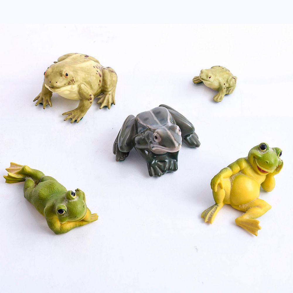 Appraisal: FROG FIGURINES Varies in sizes Marked Includes Aynsley W U