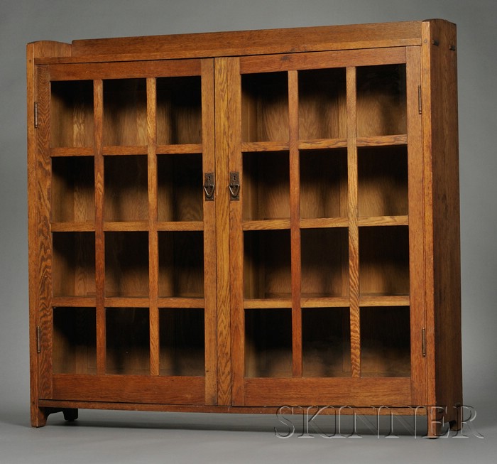 Appraisal: Gustav Stickley Bookcase Oak New York - Gallery top over