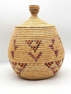 Appraisal: Large Yup'ik Storage BasketA well-crafted Yup'ik bundle-coiled grass storage basket