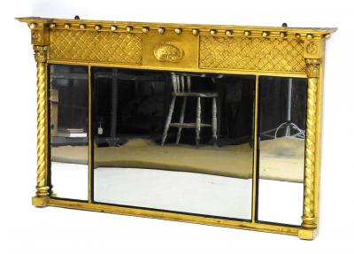 Appraisal: A GILT WOOD AND GESSO OVERMANTEL MIRROR of oblong form